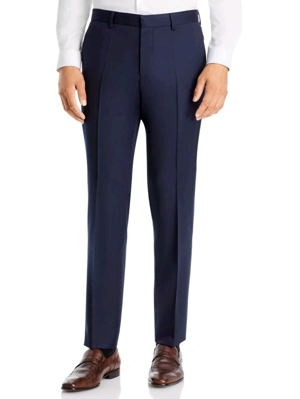 Hugo Boss Pants Size 38 Regular Navy Blue Slim Fit Wool Genesis 4 Unhemmed New